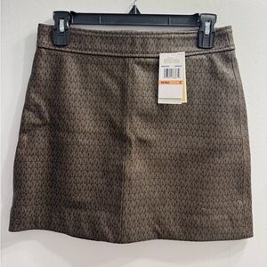 Michael Kors Logo Print Pebbled Leather Mini-Skirt